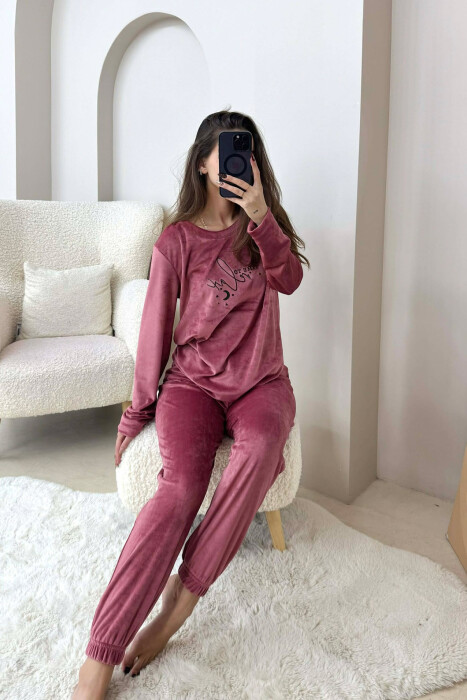 ONE COLOR VELVET SWEATSHIRT+JOGGERS WOMEN PYJAMAS VINEGAR/UTHULL - 1