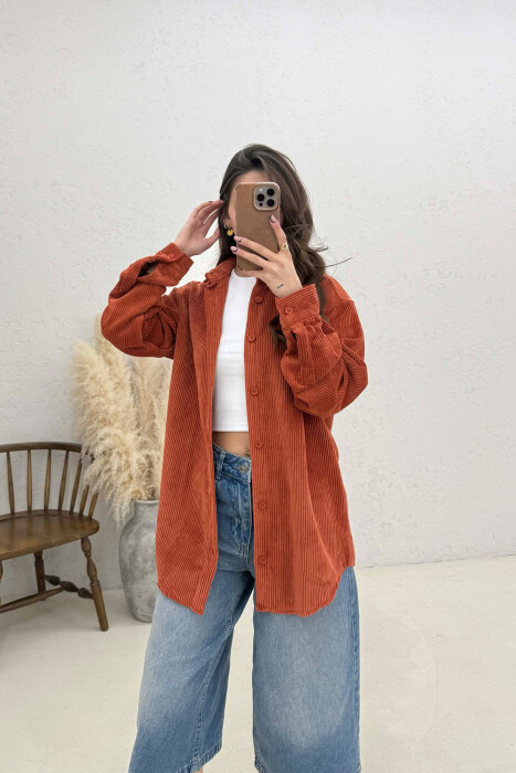 ONE COLOR WOMAN SHIRT BRICK/TULLE 