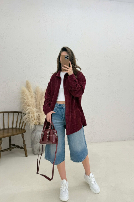 ONE COLOR WOMAN SHIRT BURGUNDY/VISHNJE - 3