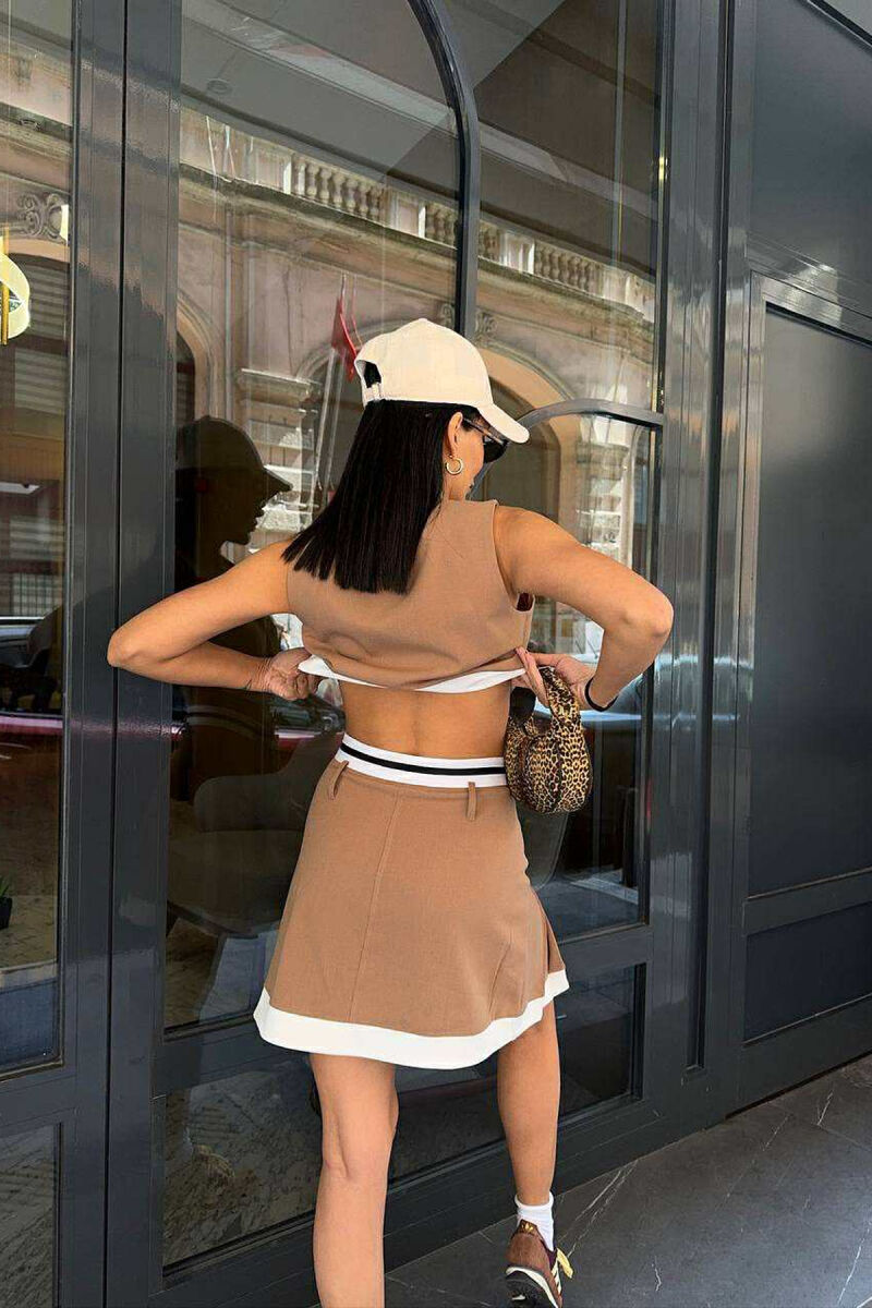 ONE COLOR VEST+ SKIRT WOMEN SET BROWN/KAFE - 6