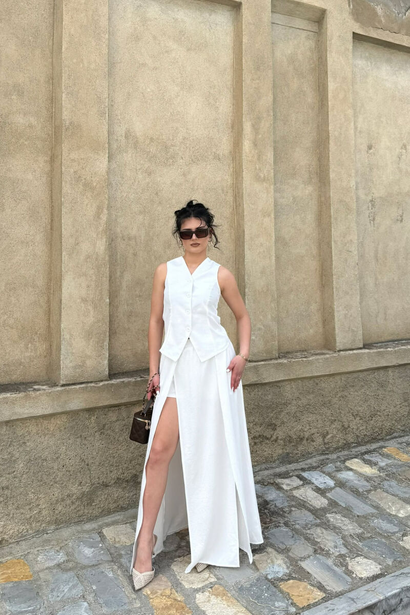 ONE COLOR VEST + SKORTS WOMAN SET WHITE-E BARDHE - 1