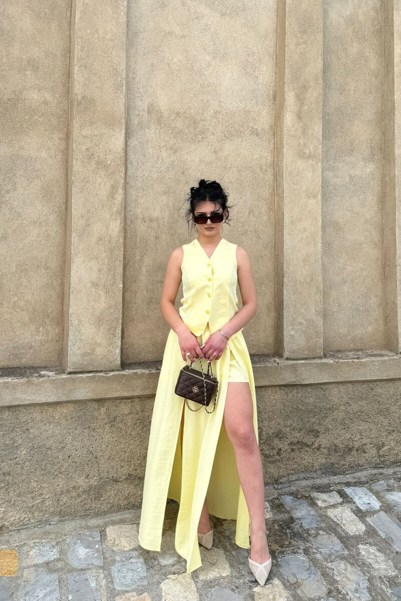 ONE COLOR VEST + SKORTS WOMAN SET YELLOW/E VERDHE - 1