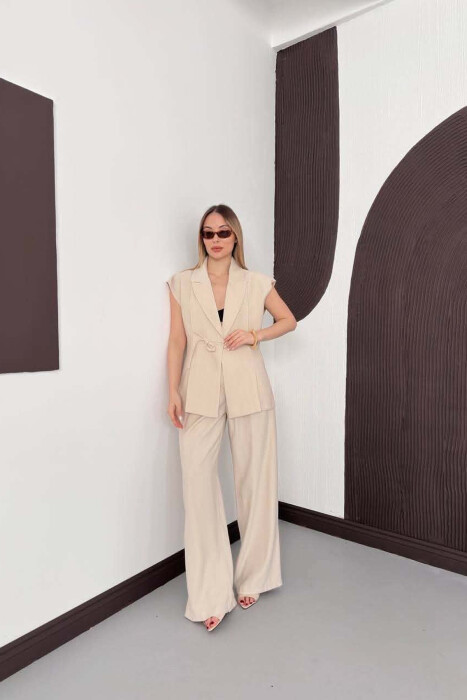 ONE COLOR VEST + TROUSERS WOMAN SET BEIGE/BEZHE - 3