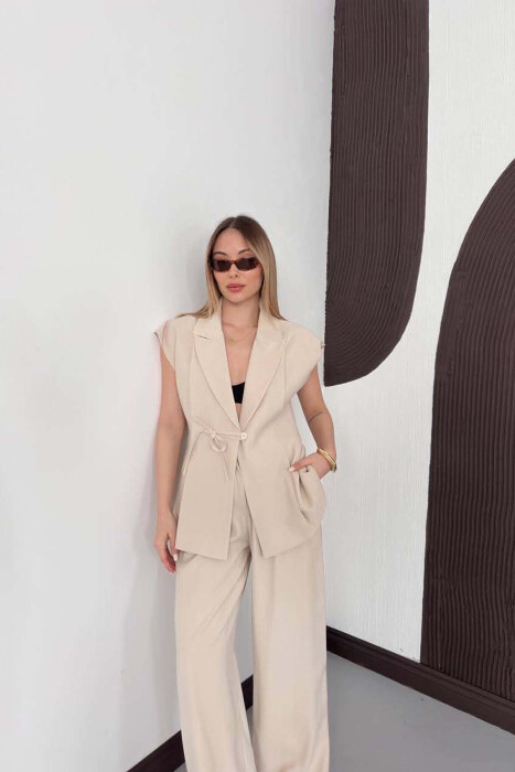 ONE COLOR VEST + TROUSERS WOMAN SET BEIGE/BEZHE - 5