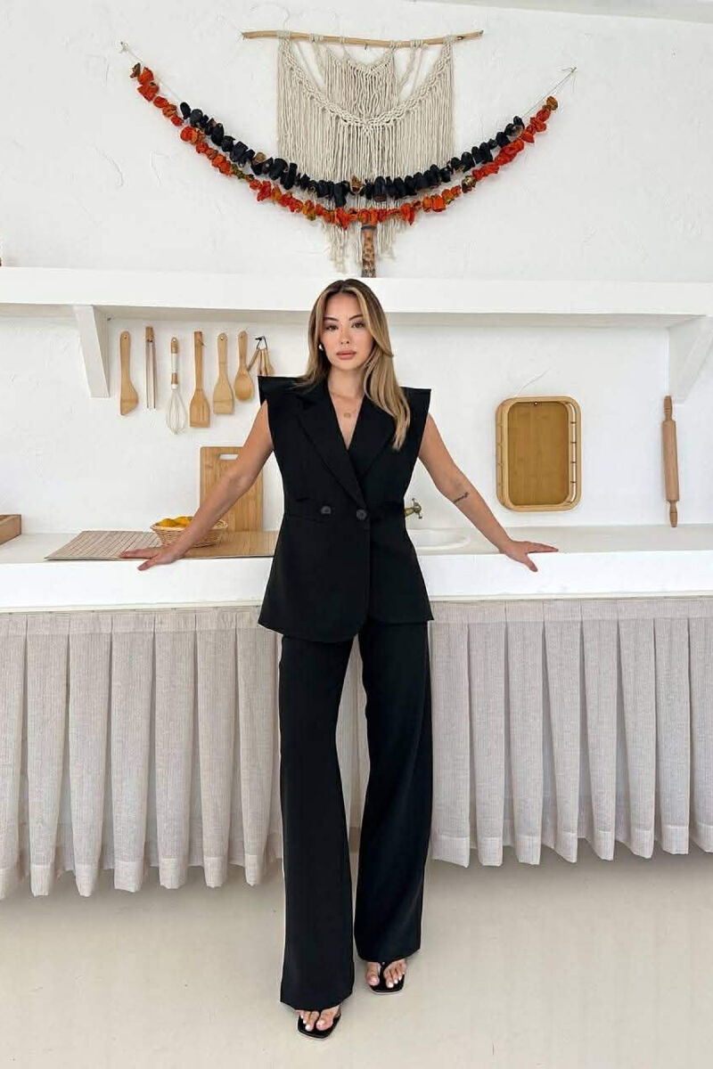 ONE COLOR VEST + TROUSERS WOMAN SET BLACK/ E ZEZE - 1