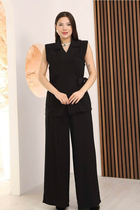 ONE COLOR VEST + TROUSERS WOMAN SET BLACK/ E ZEZE 