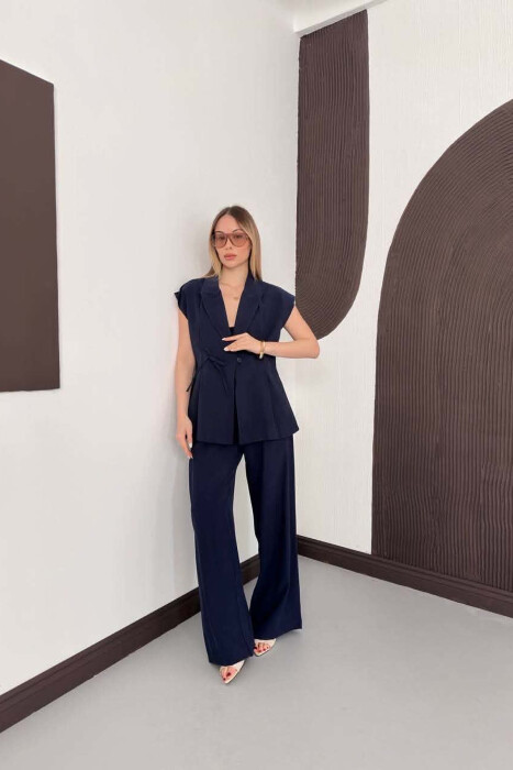 ONE COLOR VEST + TROUSERS WOMAN SET BLUE/BLU - 5