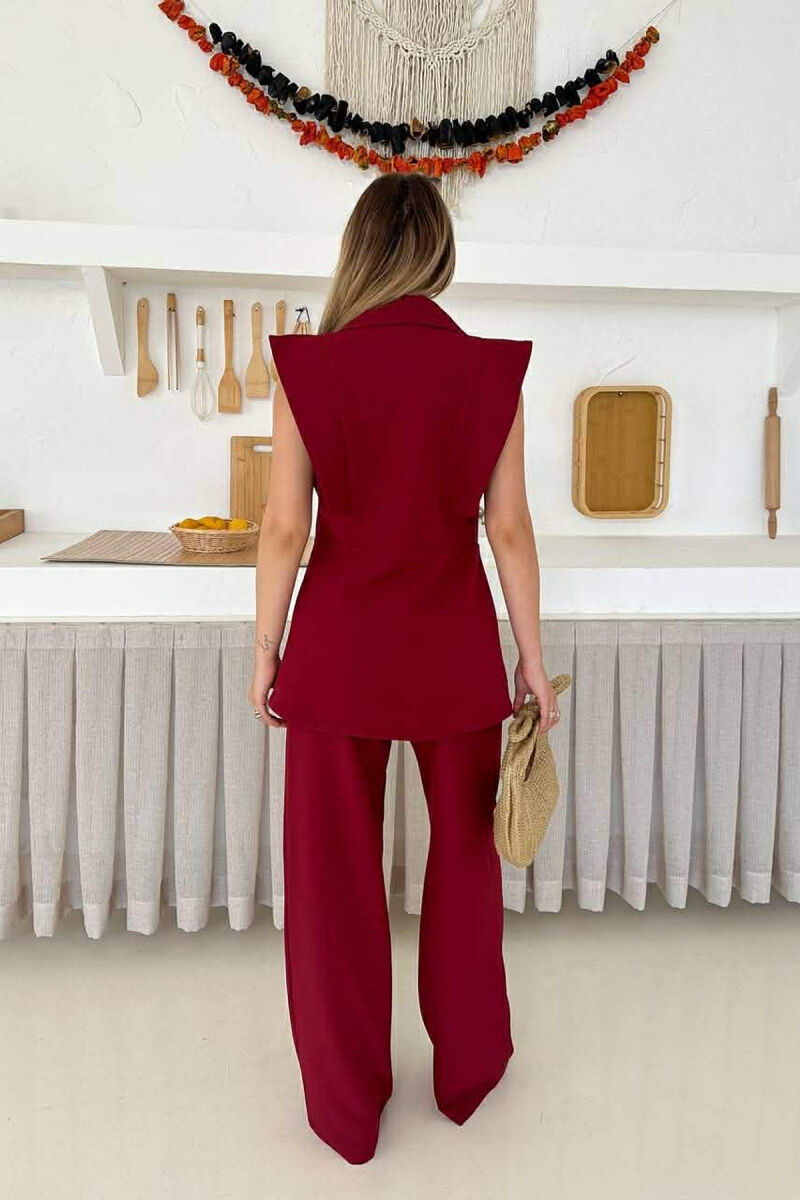 ONE COLOR VEST + TROUSERS WOMAN SET BURGUNDY/VISHNJE - 2