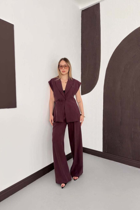 ONE COLOR VEST + TROUSERS WOMAN SET BURGUNDY/VISHNJE 