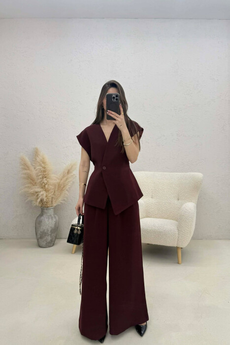 ONE COLOR VEST + TROUSERS WOMAN SET DARK BURGUNDY/VISHNJE E ERRET - 2