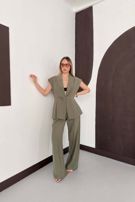 ONE COLOR VEST + TROUSERS WOMAN SET GREEN/JESHILE - 1