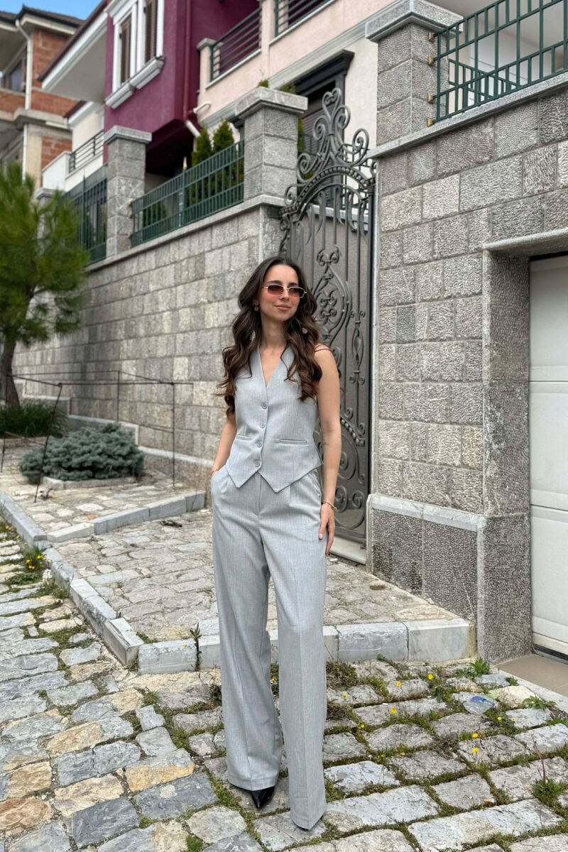 ONE COLOR VEST + TROUSERS WOMAN SET LIGHT GREY/GZ - 1