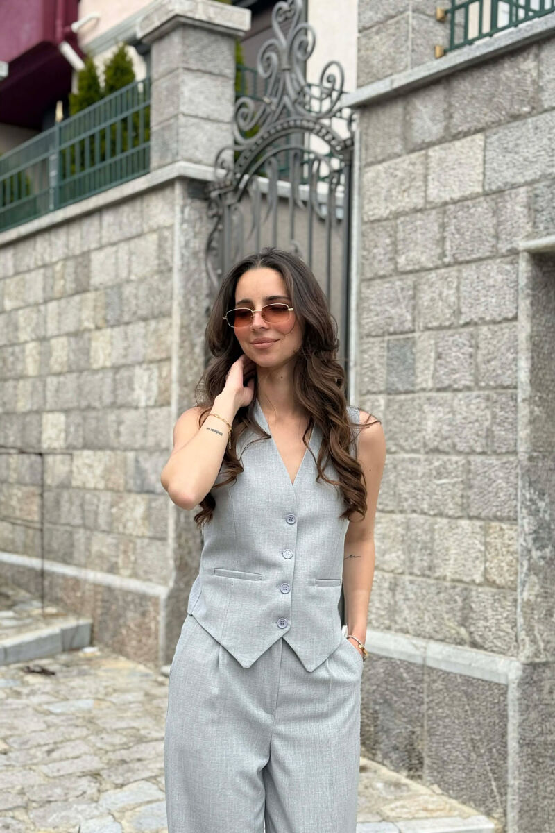 ONE COLOR VEST + TROUSERS WOMAN SET LIGHT GREY/GZ - 3