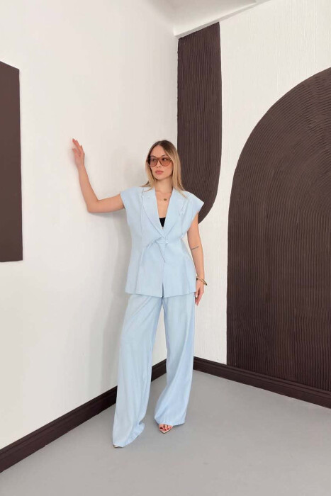 ONE COLOR VEST + TROUSERS WOMAN SET LIGHTBLUE/BZ - 7