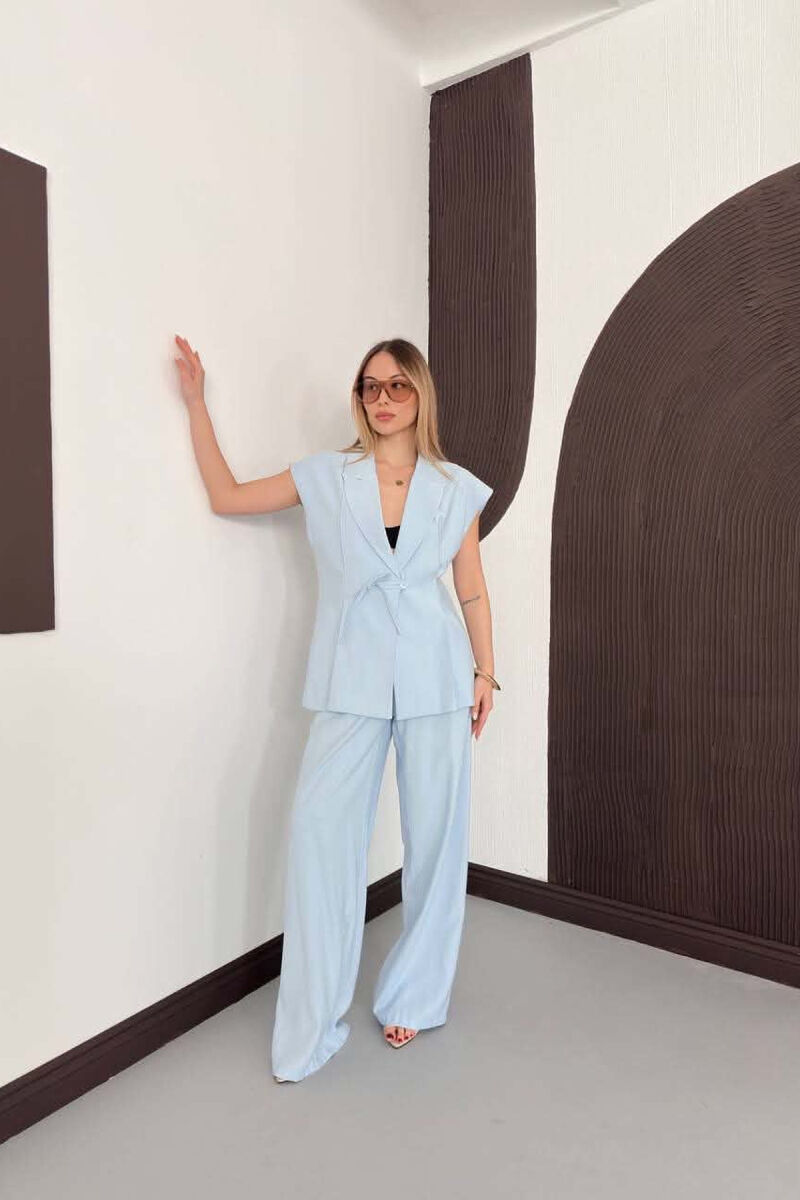 ONE COLOR VEST + TROUSERS WOMAN SET LIGHTBLUE/BZ - 7
