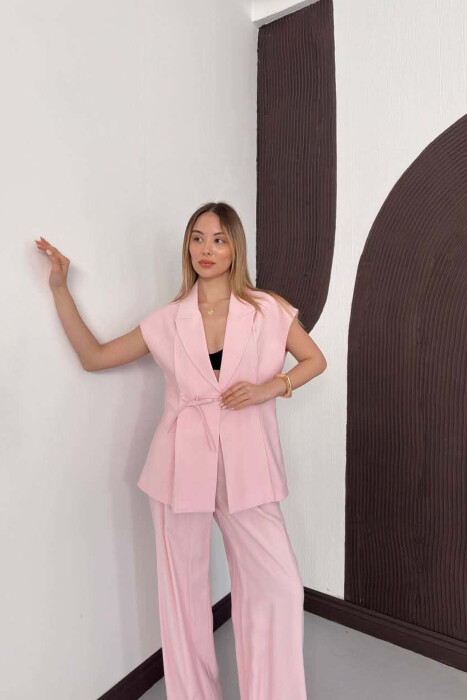 ONE COLOR VEST + TROUSERS WOMAN SET PINK/ROZE - 3