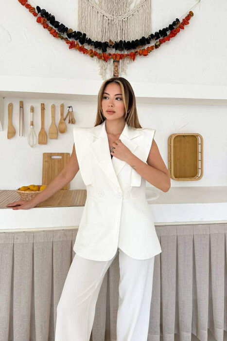 ONE COLOR VEST + TROUSERS WOMAN SET WHITE-E BARDHE - 6