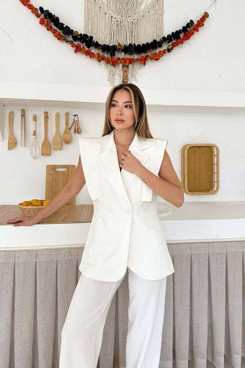 ONE COLOR VEST + TROUSERS WOMAN SET WHITE-E BARDHE - 6