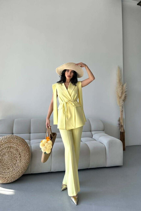 ONE COLOR VEST + TROUSERS WOMAN SET YELLOW/E VERDHE 