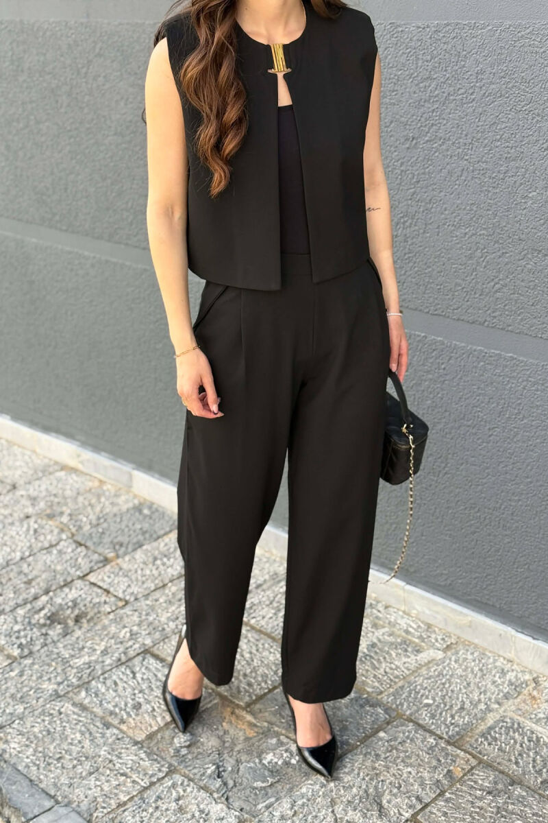 ONE COLOR VEST+ TROUSERS WOMEN SET BLACK/ E ZEZE - 2