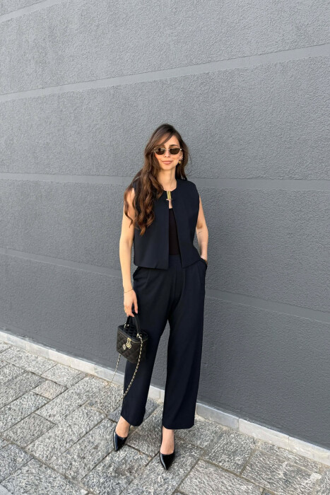 ONE COLOR VEST+ TROUSERS WOMEN SET BLUE/BLU - 1