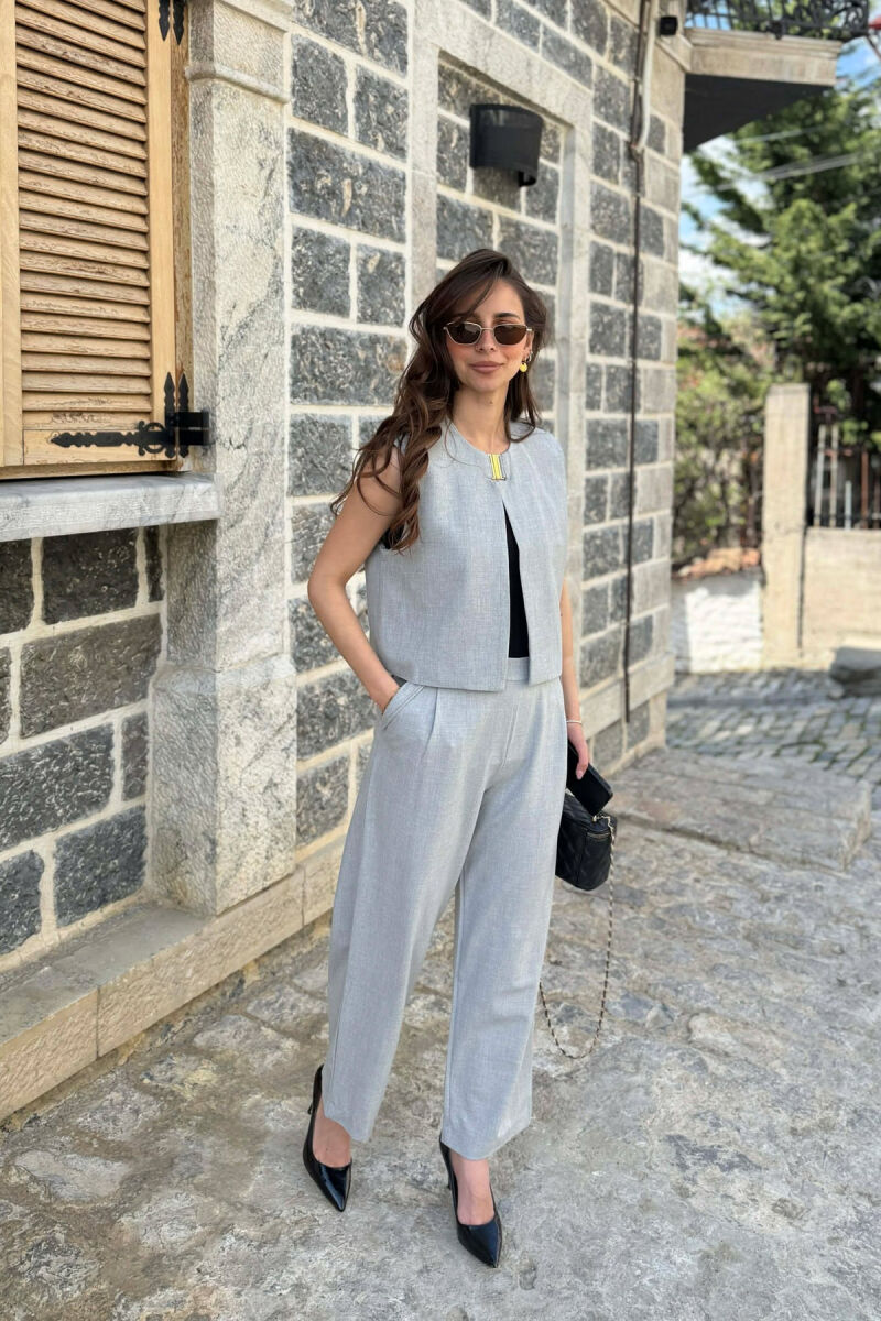 ONE COLOR VEST+ TROUSERS WOMEN SET LIGHT GREY/GZ - 1