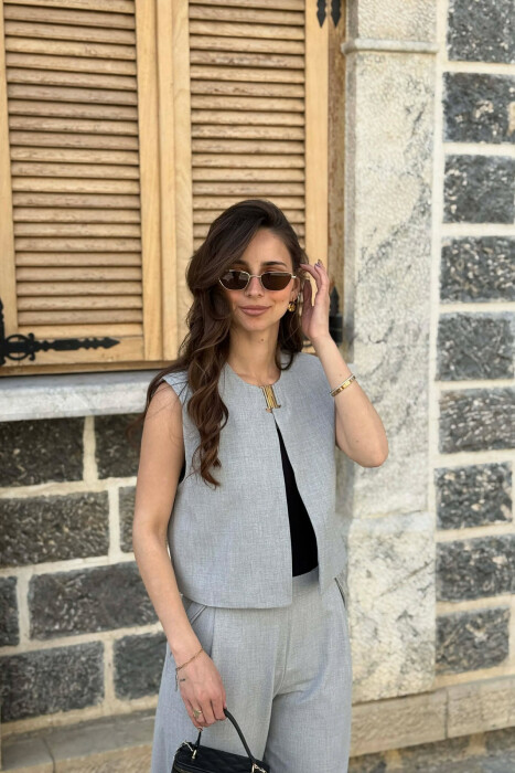 ONE COLOR VEST+ TROUSERS WOMEN SET LIGHT GREY/GZ - 3