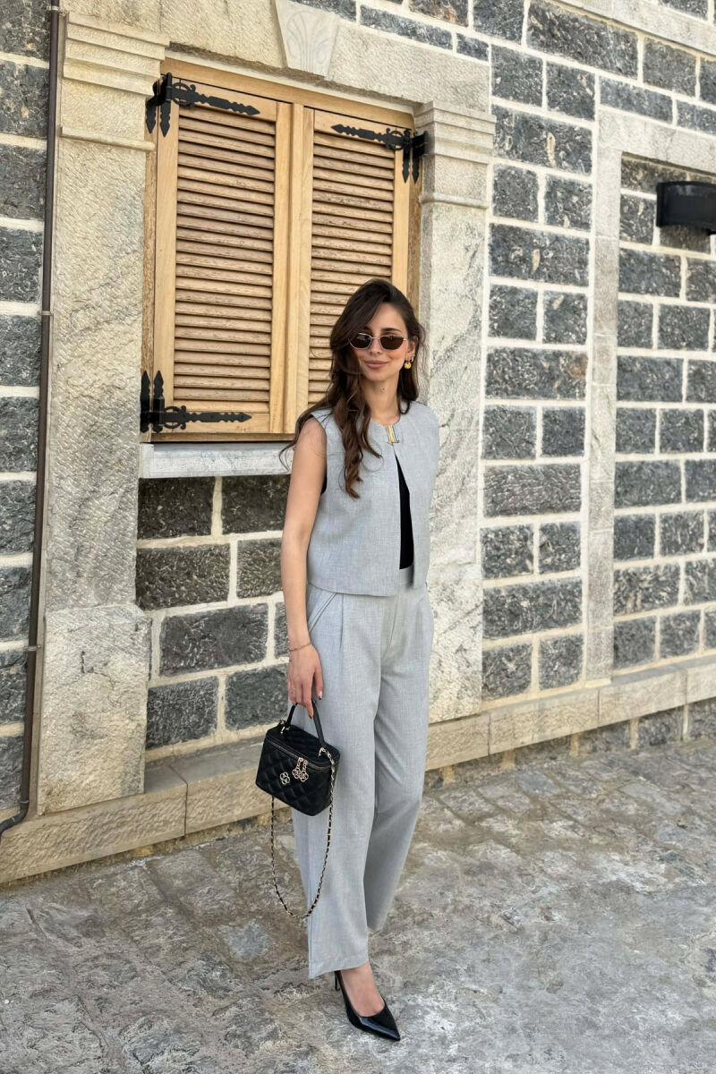 ONE COLOR VEST+ TROUSERS WOMEN SET LIGHT GREY/GZ - 4