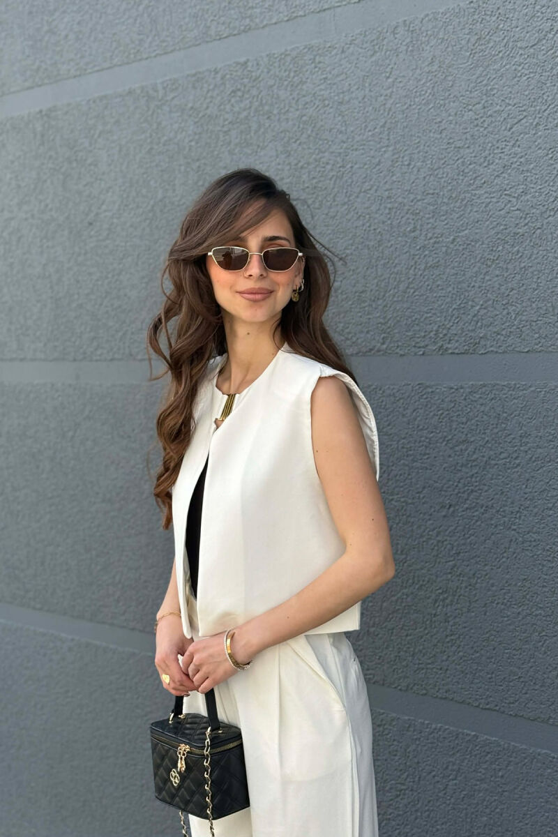 ONE COLOR VEST+ TROUSERS WOMEN SET WHITE-E BARDHE - 3