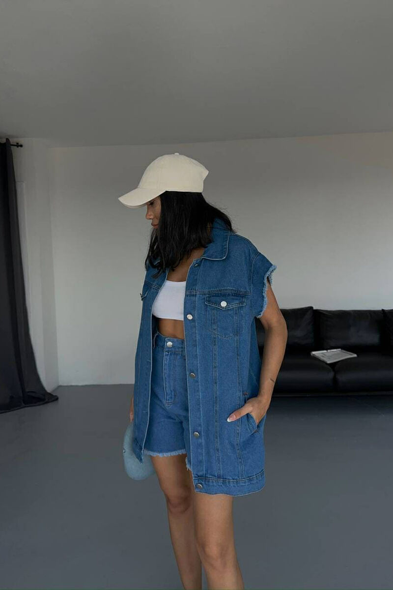 ONE COLOR VEST+SHORTS DENIM WOMEN SET LIGHTBLUE/BZ - 6