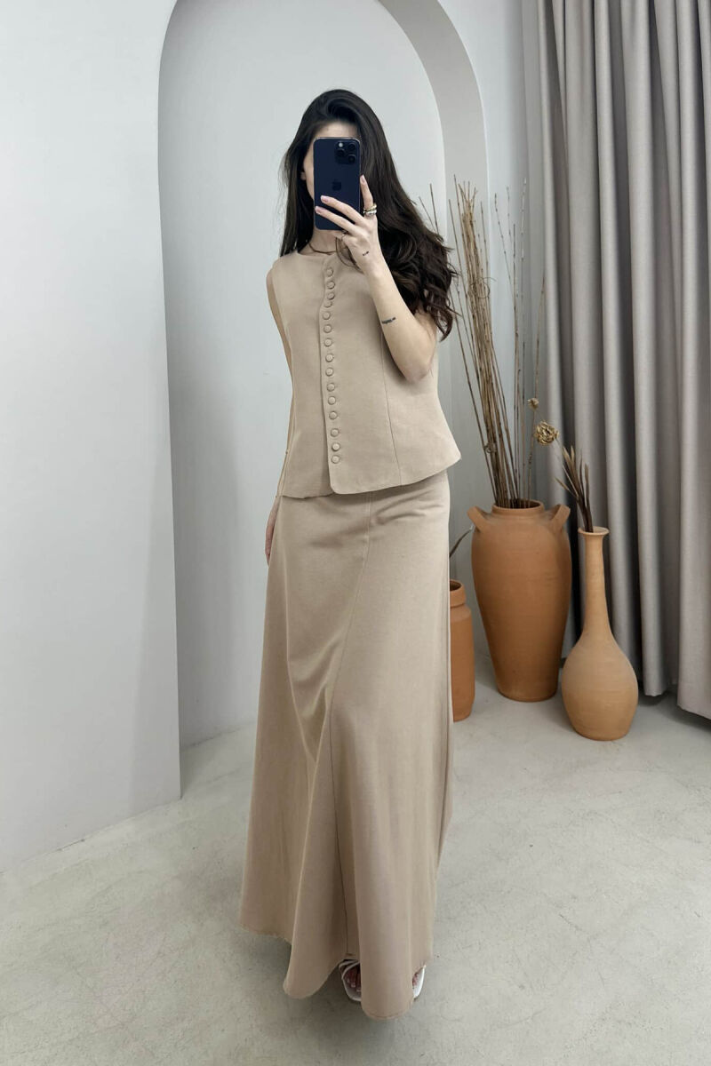 ONE COLOR VEST+SKIRT WOMEN SET LIGHT BROWN/KAZB - 1