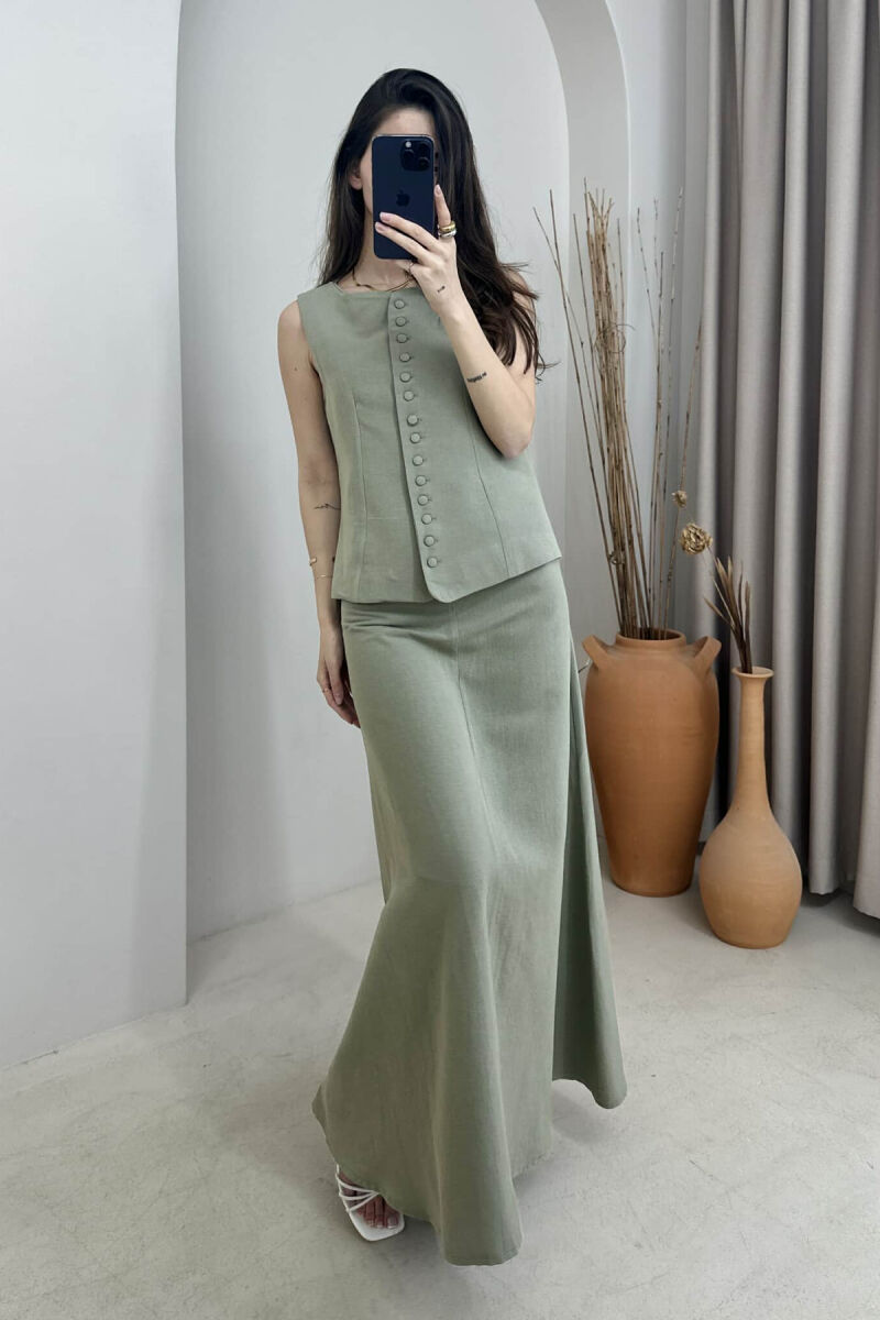 ONE COLOR VEST+SKIRT WOMEN SET OLIVE/ULLI - 1