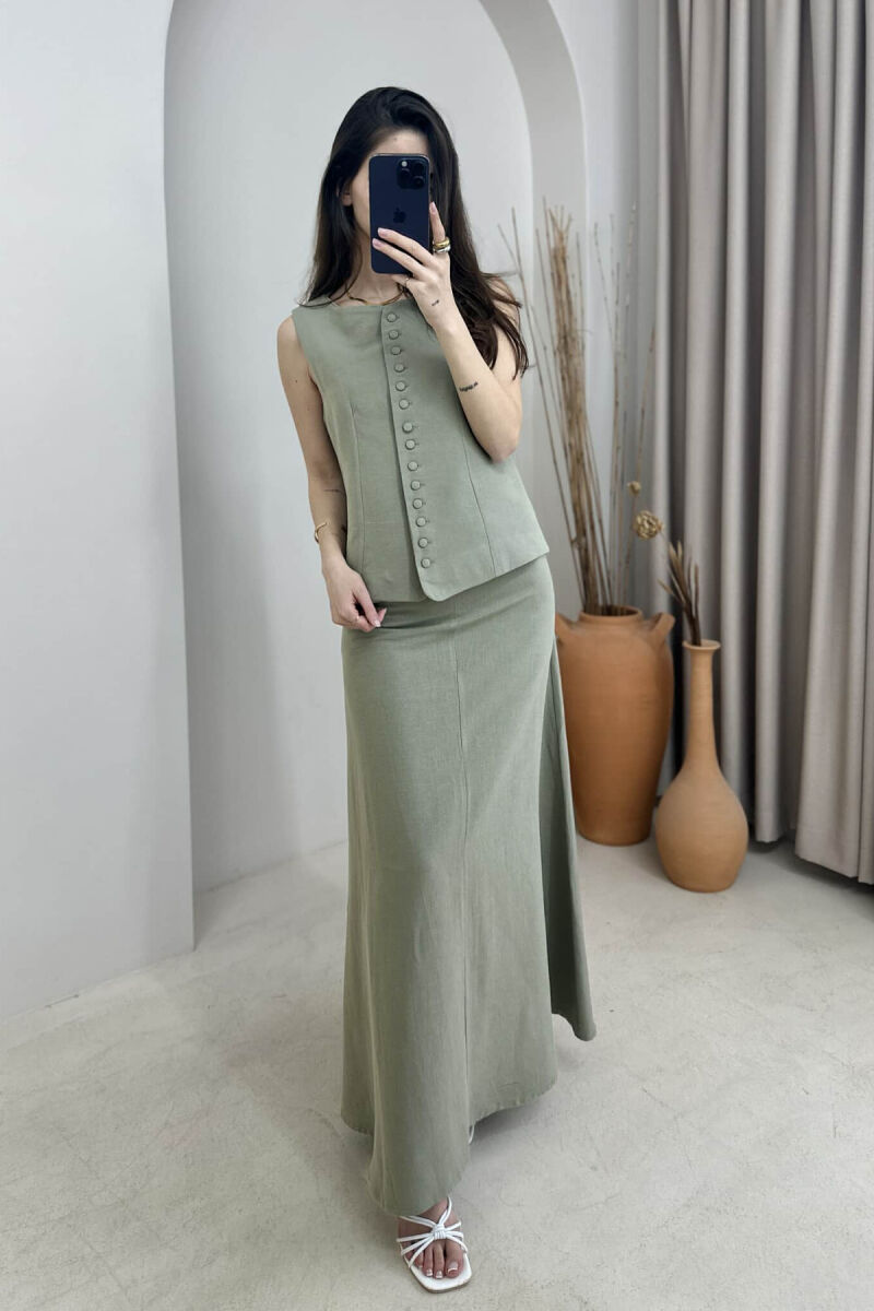 ONE COLOR VEST+SKIRT WOMEN SET OLIVE/ULLI - 2