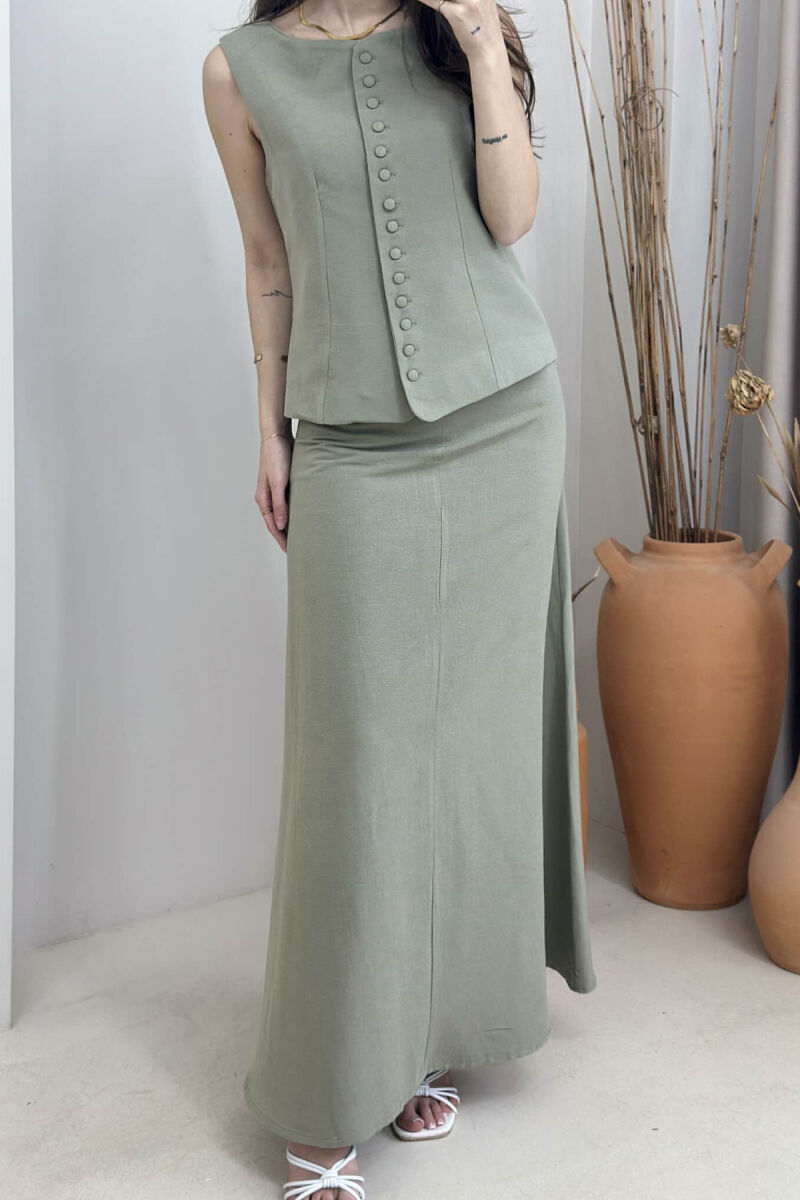 ONE COLOR VEST+SKIRT WOMEN SET OLIVE/ULLI - 3