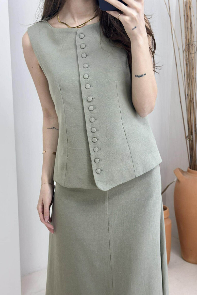 ONE COLOR VEST+SKIRT WOMEN SET OLIVE/ULLI - 4