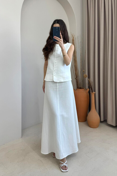 ONE COLOR VEST+SKIRT WOMEN SET WHITE-E BARDHE 