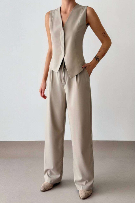 ONE COLOR VEST+TROUSERS WOMEN SET BEIGE/BEZHE 