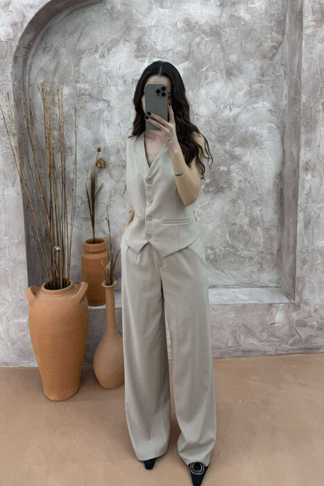 ONE COLOR VEST+TROUSERS WOMEN SET BEIGE/BEZHE 