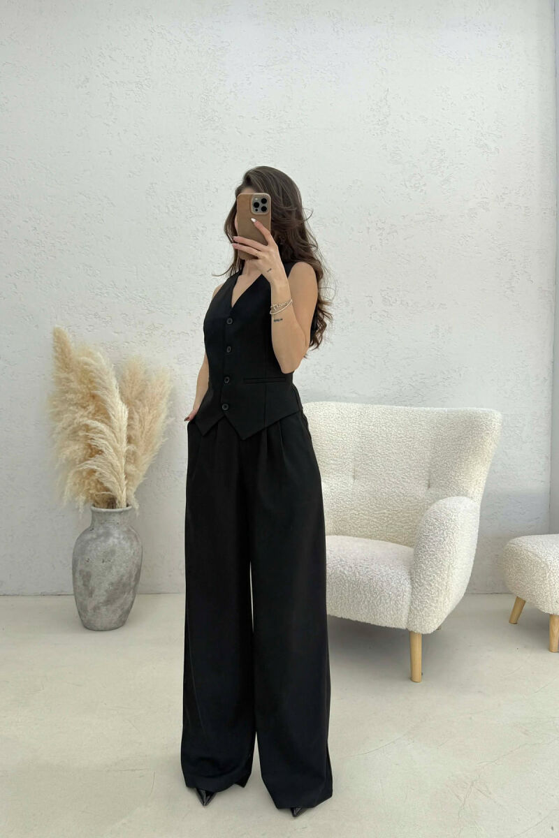 ONE COLOR VEST+TROUSERS WOMEN SET BLACK/ E ZEZE - 1
