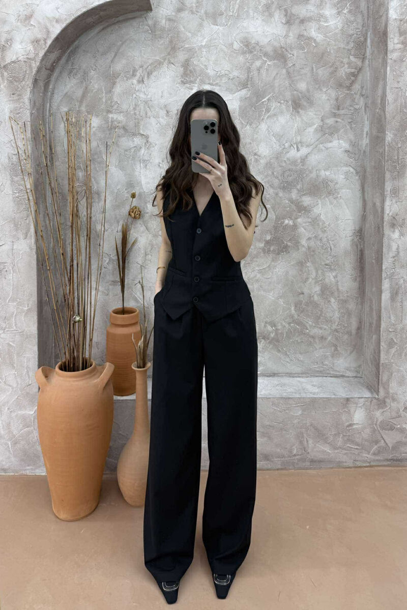 ONE COLOR VEST+TROUSERS WOMEN SET BLACK/ E ZEZE - 1