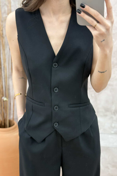 ONE COLOR VEST+TROUSERS WOMEN SET BLACK/ E ZEZE - 4