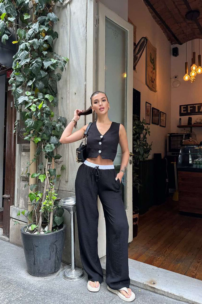 ONE COLOR VEST+TROUSERS WOMEN SET BLACK/ E ZEZE - 1