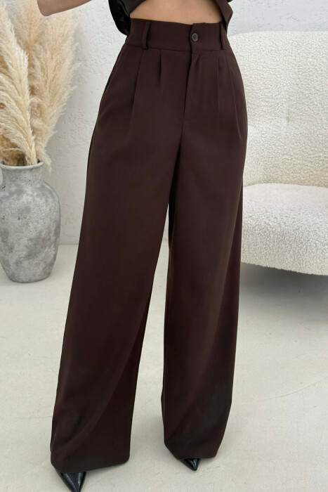 ONE COLOR VEST+TROUSERS WOMEN SET BROWN/KAFE - 4
