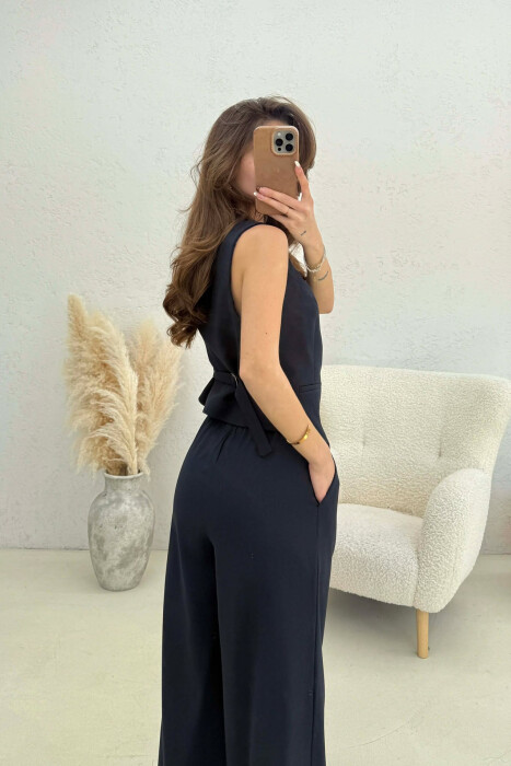 ONE COLOR VEST+TROUSERS WOMEN SET DARK BLUE/BEE - 2