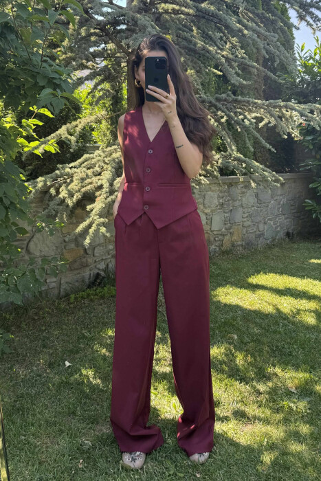 ONE COLOR VEST+TROUSERS WOMEN SET DARK BURGUNDY/VISHNJE E ERRET 