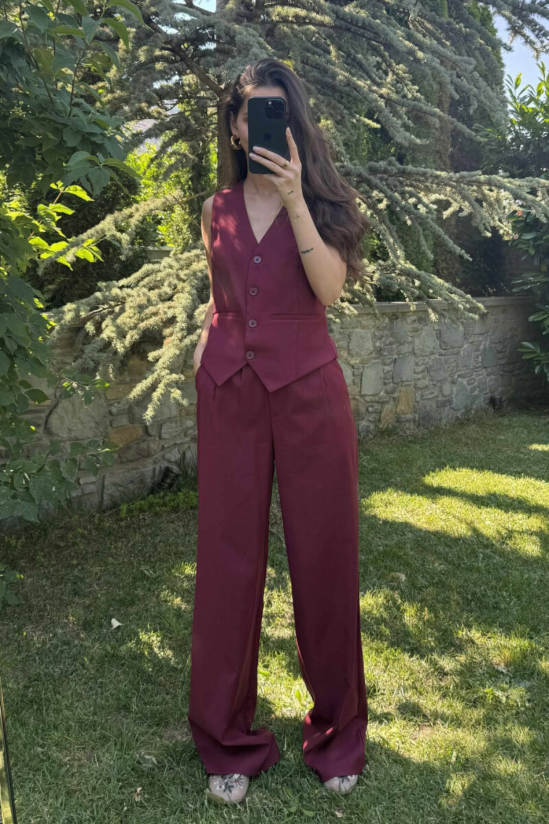 ONE COLOR VEST+TROUSERS WOMEN SET DARK BURGUNDY/VISHNJE E ERRET - 1