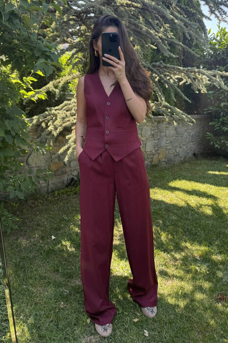 ONE COLOR VEST+TROUSERS WOMEN SET DARK BURGUNDY/VISHNJE E ERRET - 2