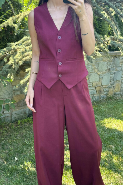 ONE COLOR VEST+TROUSERS WOMEN SET DARK BURGUNDY/VISHNJE E ERRET - 3