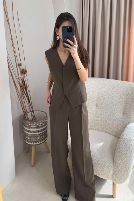  VEST+TROUSERS WOMEN SET IN DARK GREEN COLOR 