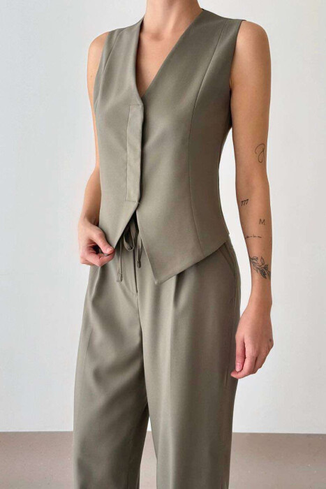 ONE COLOR VEST+TROUSERS WOMEN SET DARK GREEN/JEE 